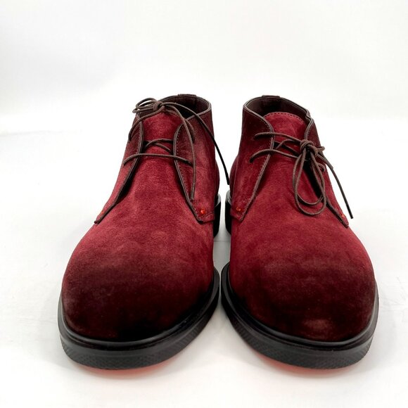Santoni Men's Desert Boots US 9.5 Suede Burgandy New In Box - Picture 3 of 16